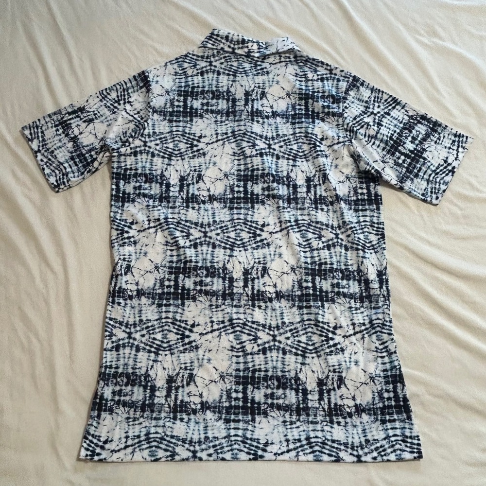 Antigua Mens Blue White Tie Dye Shibori Golf Polo Shirt Size Small Performance - Picture 10 of 10
